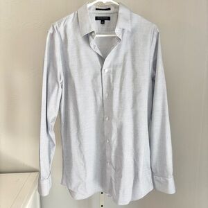Banana Republic White Blue Print Dress Shirt Classic Tailored Cotton, M